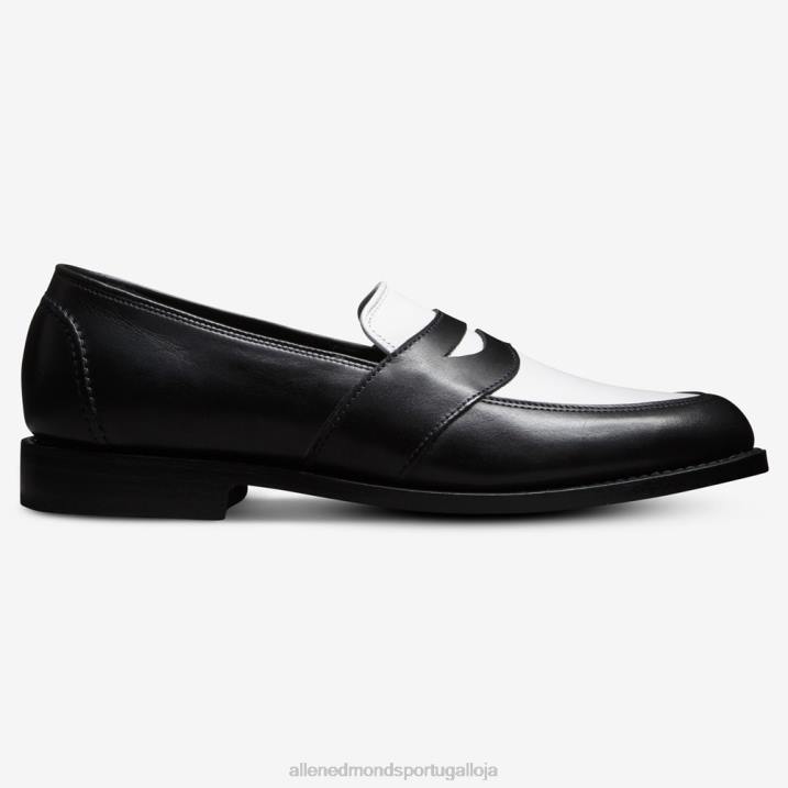 mocassim penny espectador randolph 848L170 couro preto/branco homensAllen Edmonds