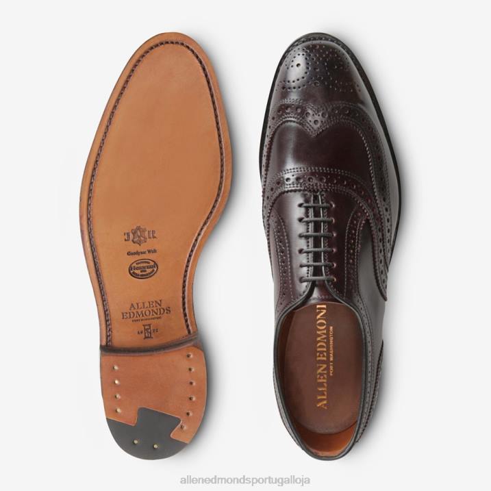 sapato social cambridge shell cordovan wingtip 848L49 Borgonha homensAllen Edmonds