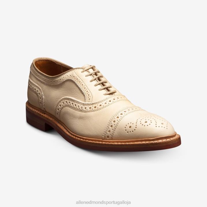 Strandmok Oxford cap toe com sola de borracha dainite 848L14 osso couro curtido vegetal homensAllen Edmonds