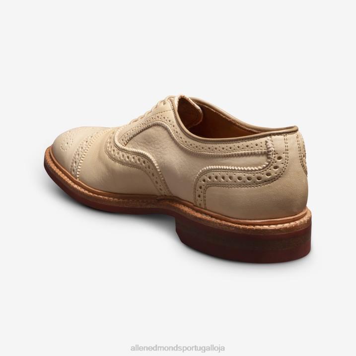 Strandmok Oxford cap toe com sola de borracha dainite 848L14 osso couro curtido vegetal homensAllen Edmonds