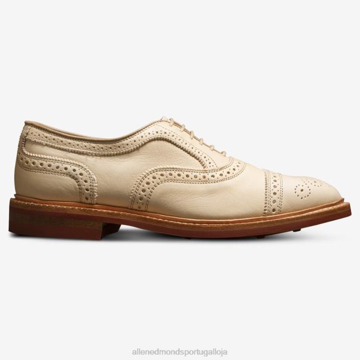 Strandmok Oxford cap toe com sola de borracha dainite 848L14 osso couro curtido vegetal homensAllen Edmonds