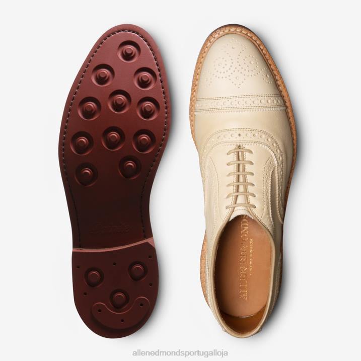 Strandmok Oxford cap toe com sola de borracha dainite 848L14 osso couro curtido vegetal homensAllen Edmonds