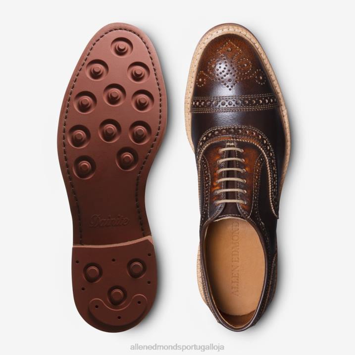 Strandmok Oxford cap toe com sola de borracha dainite 848L224 marrom homensAllen Edmonds