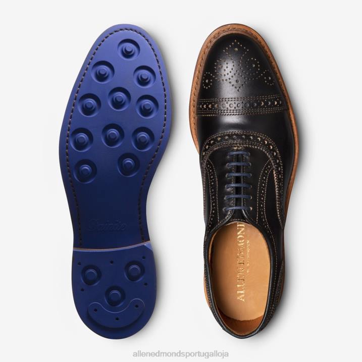 Strandmok Oxford cap toe com sola de borracha dainite 848L226 preto homensAllen Edmonds