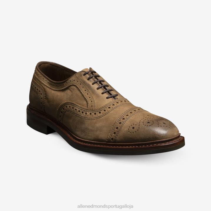 Strandmok Oxford cap toe com sola de borracha dainite 848L244 nubuck bronzeado homensAllen Edmonds