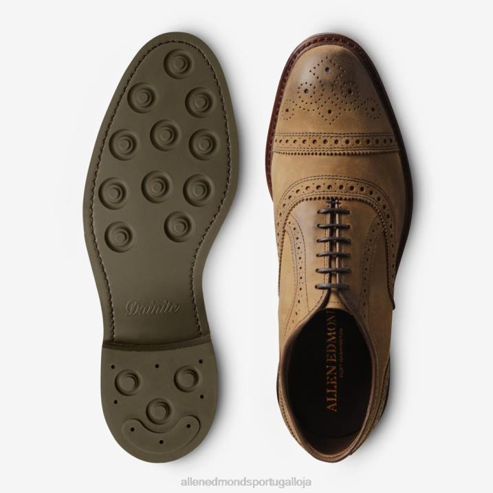 Strandmok Oxford cap toe com sola de borracha dainite 848L244 nubuck bronzeado homensAllen Edmonds