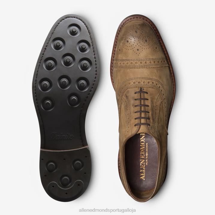 Strandmok Oxford cap toe com sola de borracha dainite 848L244 nubuck bronzeado homensAllen Edmonds