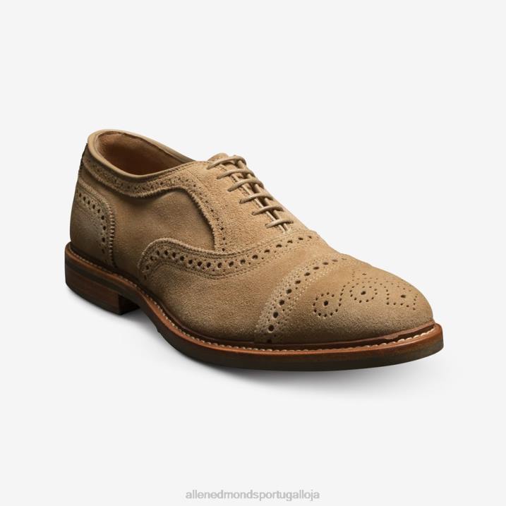 Strandmok Oxford cap toe com sola de borracha dainite 848L245 camurça camelo homensAllen Edmonds