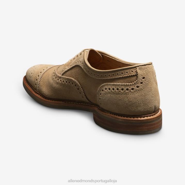 Strandmok Oxford cap toe com sola de borracha dainite 848L245 camurça camelo homensAllen Edmonds