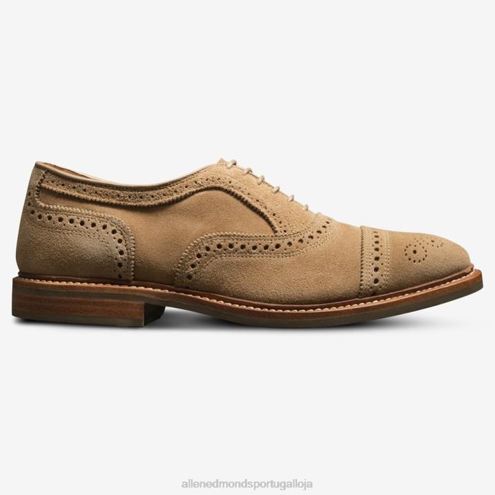 Strandmok Oxford cap toe com sola de borracha dainite 848L245 camurça camelo homensAllen Edmonds