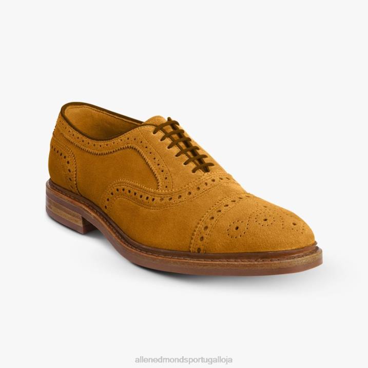 Strandmok Oxford cap toe com sola de borracha dainite 848L247 camurça de açafrão homensAllen Edmonds