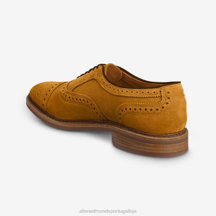 Strandmok Oxford cap toe com sola de borracha dainite 848L247 camurça de açafrão homensAllen Edmonds