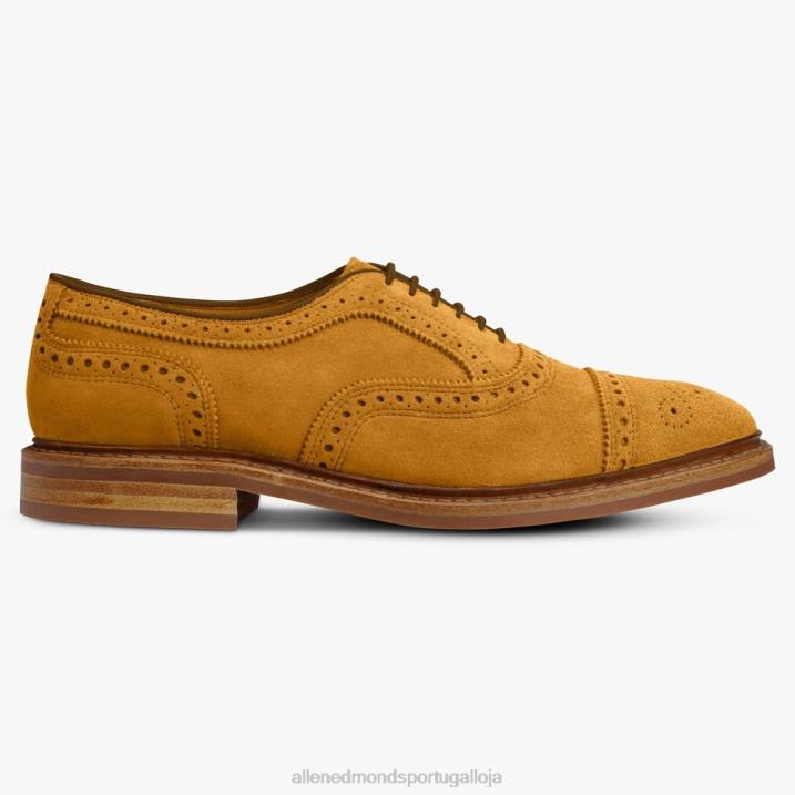 Strandmok Oxford cap toe com sola de borracha dainite 848L247 camurça de açafrão homensAllen Edmonds