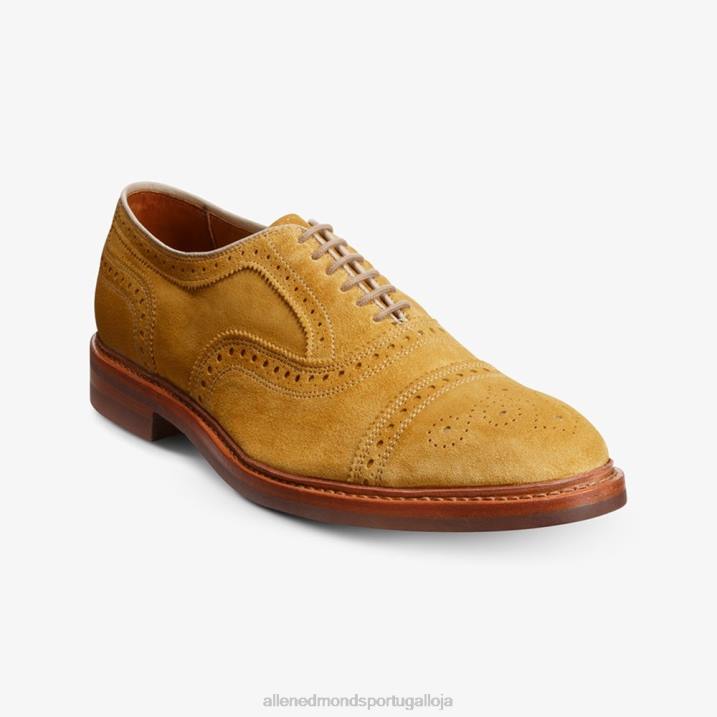 Strandmok Oxford cap toe com sola de borracha dainite 848L248 camurça amarela mineral homensAllen Edmonds