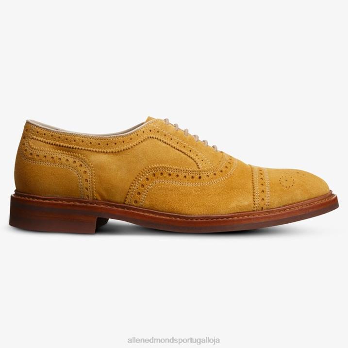 Strandmok Oxford cap toe com sola de borracha dainite 848L248 camurça amarela mineral homensAllen Edmonds