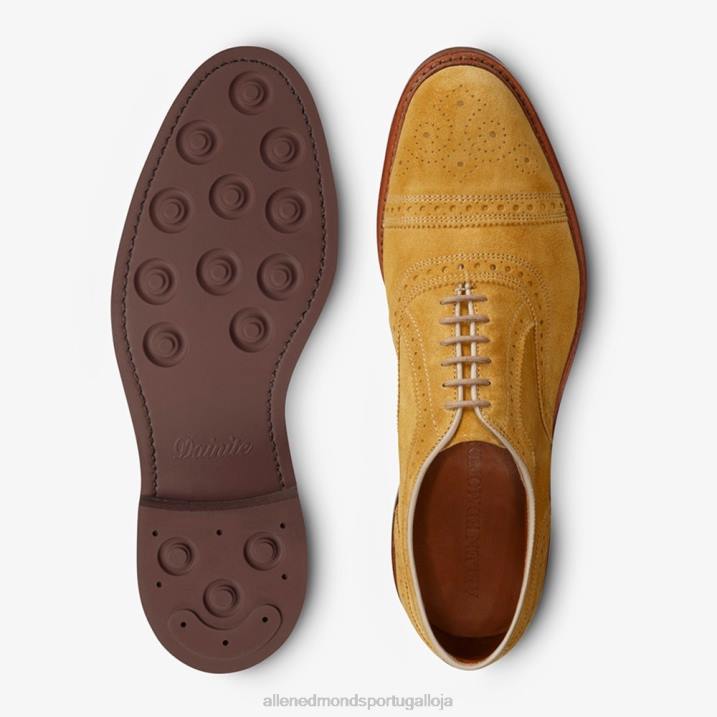 Strandmok Oxford cap toe com sola de borracha dainite 848L248 camurça amarela mineral homensAllen Edmonds