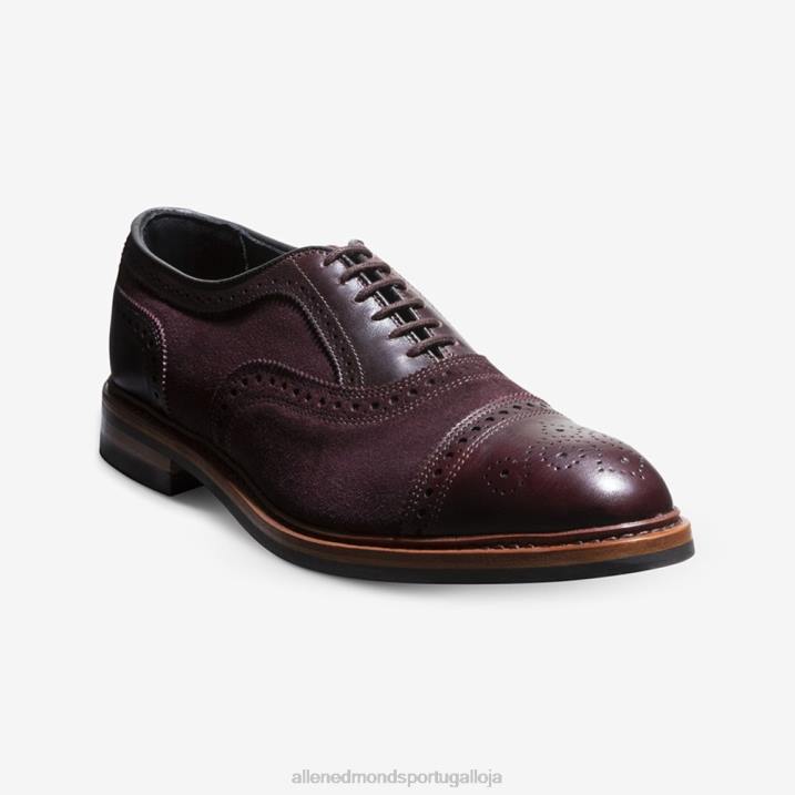 Strandmok Oxford cap toe com sola de borracha dainite 848L249 camurça bordô homensAllen Edmonds