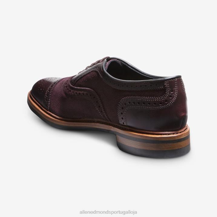 Strandmok Oxford cap toe com sola de borracha dainite 848L249 camurça bordô homensAllen Edmonds