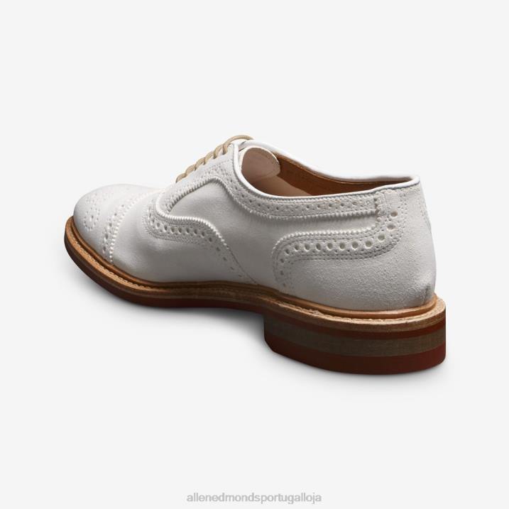 Strandmok Oxford cap toe com sola de borracha dainite 848L9 camurça branca homensAllen Edmonds