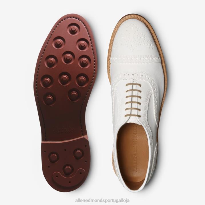 Strandmok Oxford cap toe com sola de borracha dainite 848L9 camurça branca homensAllen Edmonds