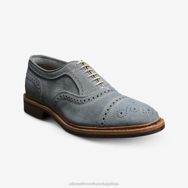 Strandmok camurça oxford cap toe com sola de borracha dainite 848L20 camurça cinza ardósia homensAllen Edmonds