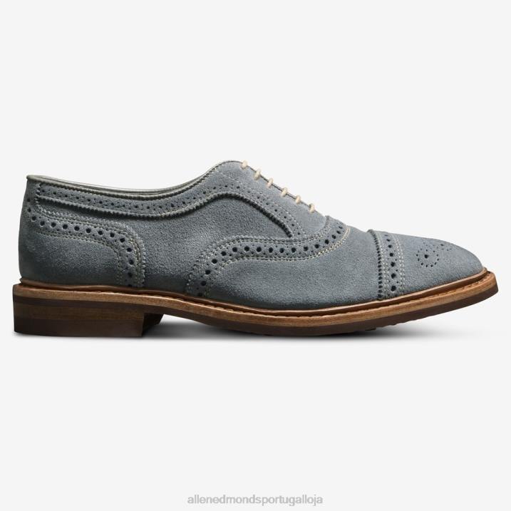 Strandmok camurça oxford cap toe com sola de borracha dainite 848L20 camurça cinza ardósia homensAllen Edmonds