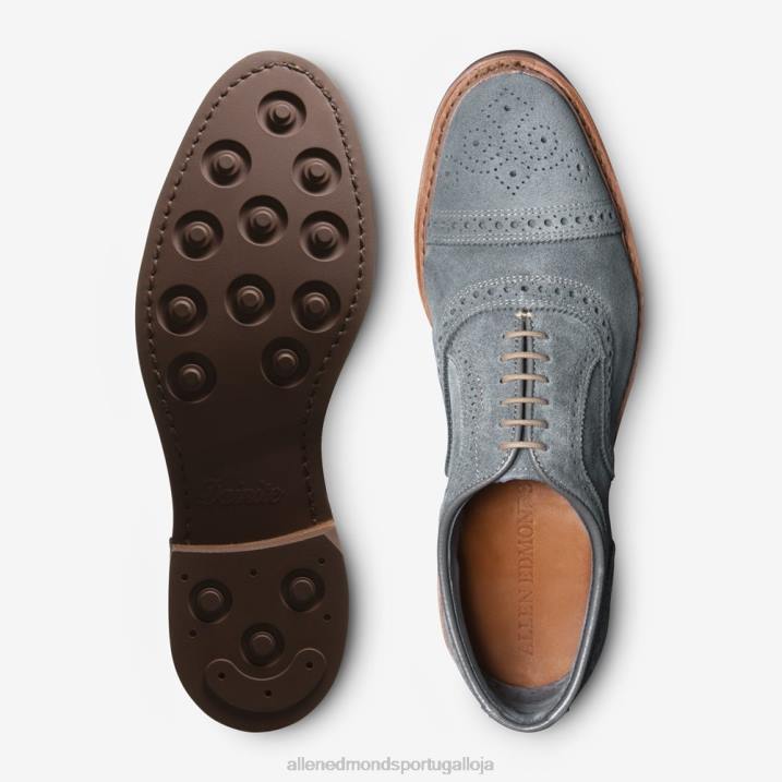 Strandmok camurça oxford cap toe com sola de borracha dainite 848L20 camurça cinza ardósia homensAllen Edmonds