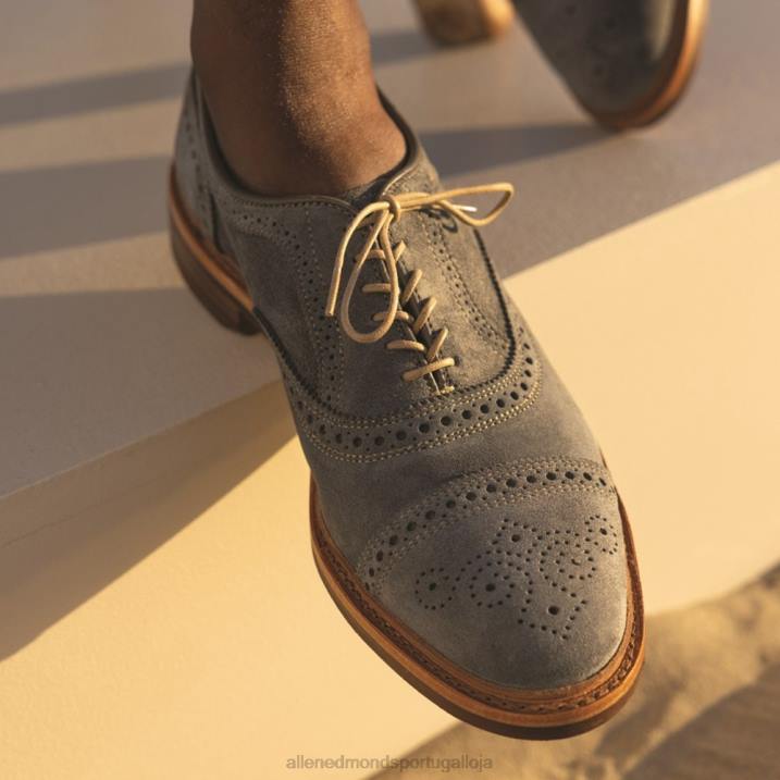 Strandmok camurça oxford cap toe com sola de borracha dainite 848L20 camurça cinza ardósia homensAllen Edmonds