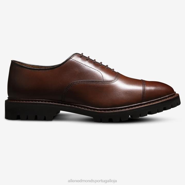 sapato social park avenue oxford cap toe com sola de encaixe 848L5 couro de pimentão homensAllen Edmonds