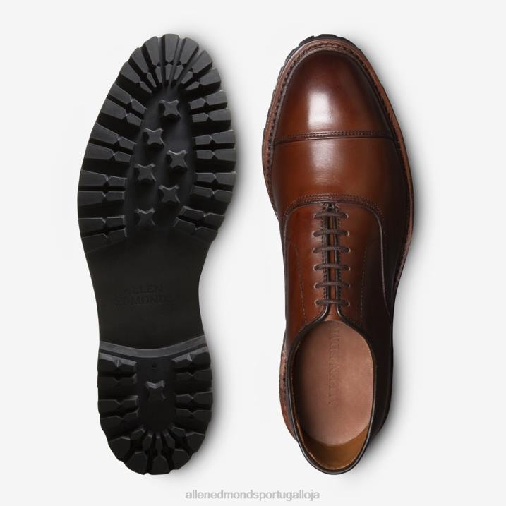 sapato social park avenue oxford cap toe com sola de encaixe 848L5 couro de pimentão homensAllen Edmonds