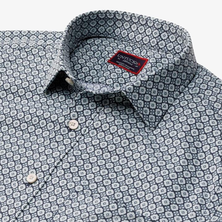 camisa manga curta untuckit keller 848L173 marinha unissexAllen Edmonds