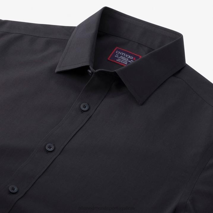 camisa manga longa untuckit stone 848L187 preto unissexAllen Edmonds