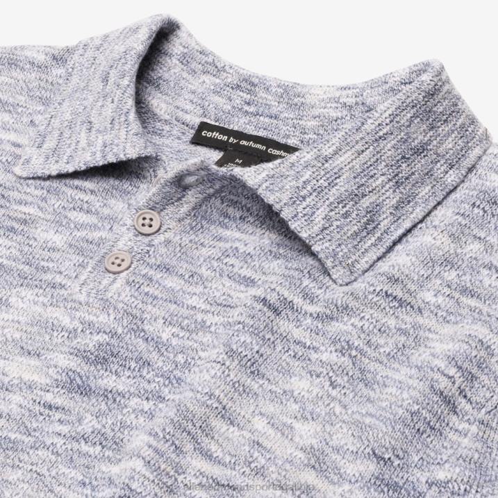 polo de malha de algodão caxemira outono 848L154 azul unissexAllen Edmonds