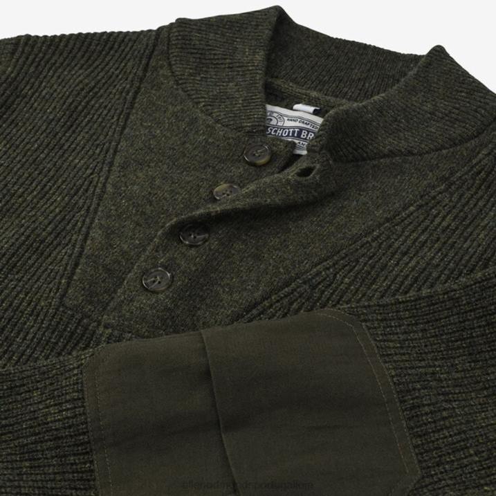 schott n.y.c. suéter henley militar 848L520 musgo verde unissexAllen Edmonds