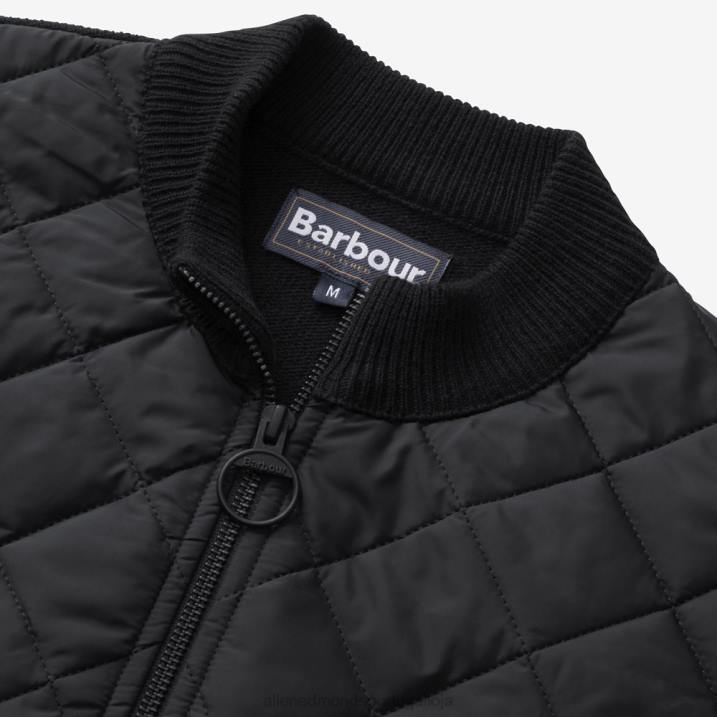 suéter acolchoado com zíper completo barbour diamond 848L253 preto unissexAllen Edmonds